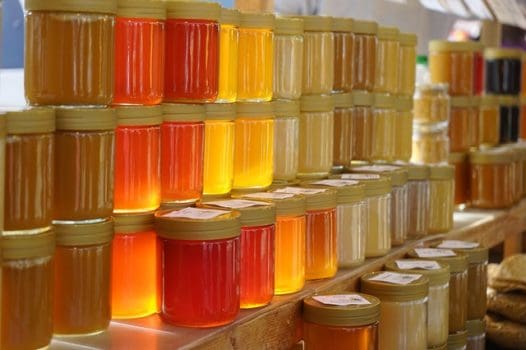 Honey at a farmers market